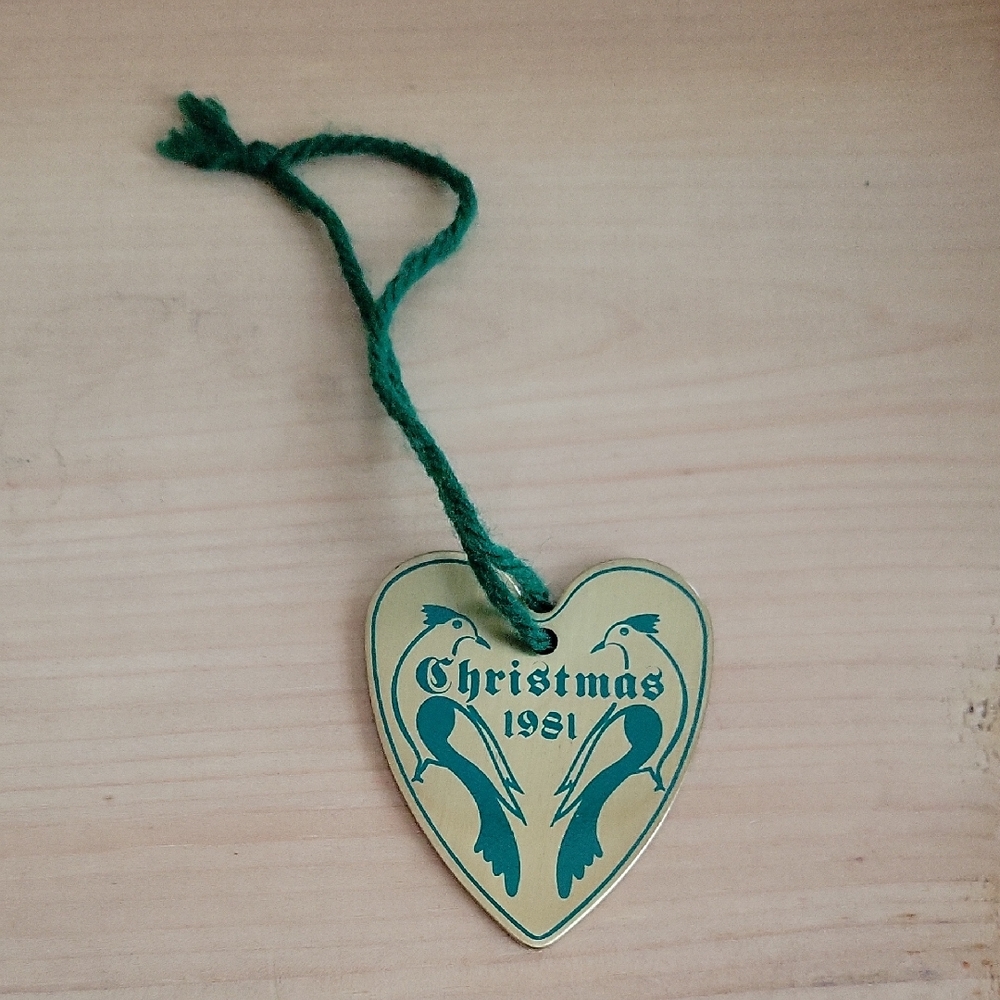 Baldwin 1981 Christmas Brass Heart Shape Ornament
